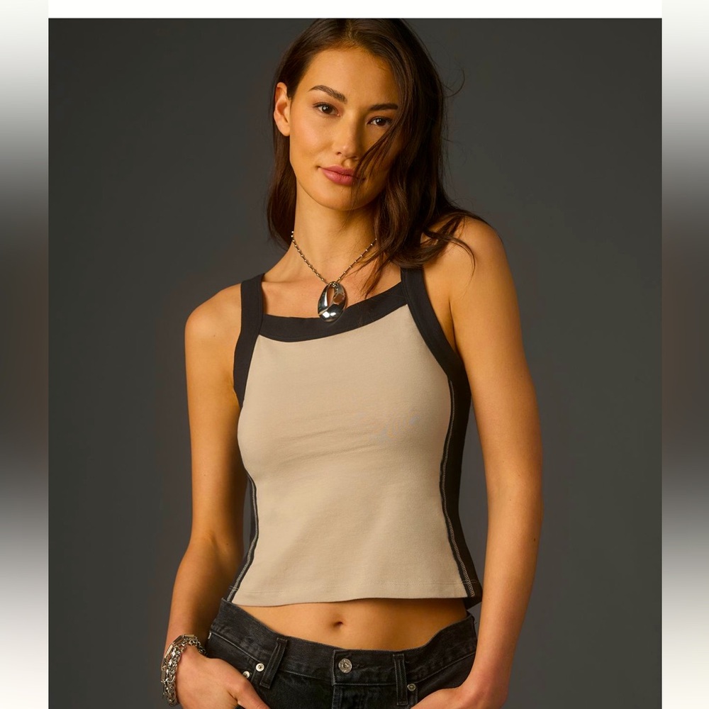 Anthropology Pilcro Sporty Scoop-Neck Cropped Tank